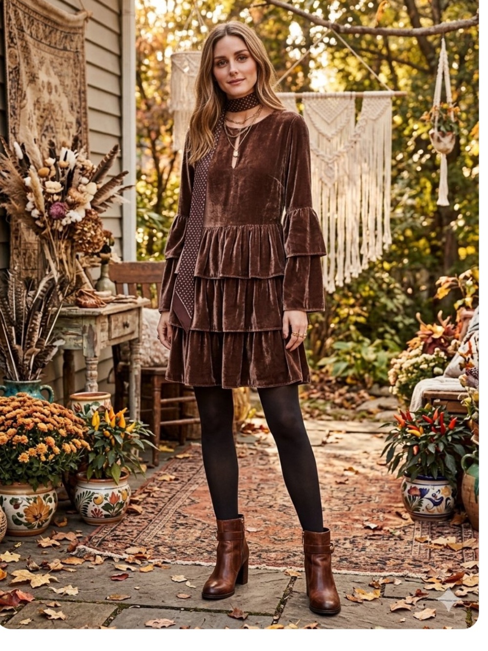 Banana Republic x Olivia Palermo
Brown Velvet Tiered Dress - -NWOT-M RARE